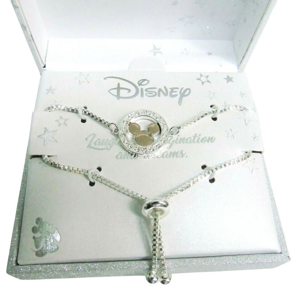 NEW LA Rocks DISNEY BOLO BRACELET Laughter Imagination Dreams Silver Plate 1 sz